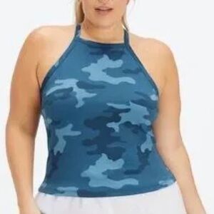 Fabletics Live In Blue Camouflage HalterTank Top size XL